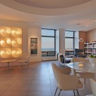 Wall Art Light Scenic Wall Art With Hidden Light Round Table And Modern White Chairs Arched Lamp Large Bookcase Chic In Chicago Apartments Beautiful Modern Apartment Decorating For A Shabby Chic Look