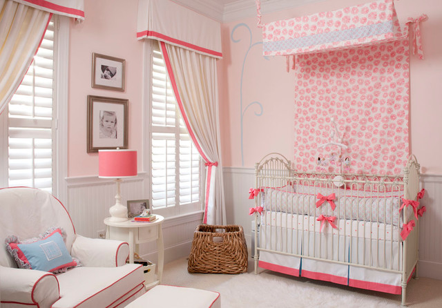 Pink And Of Adorable Pink And White Concept Of Nursery With Baby Girl Crib Bedding With White Painted Iron And Rattan Basket Kids Room Stunning Baby Girl Crib Bedding Designed In Magenta Color Interior
