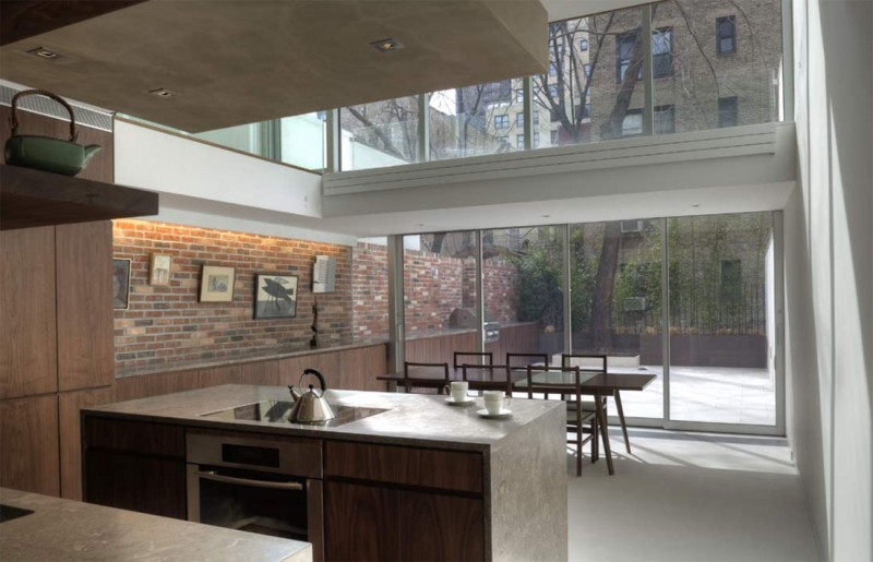 Kitchen And Inside Amazing Kitchen And Dining Room Inside The Urban House NYC With Wooden Island And Wooden Dining Table Set Architecture Elegant Townhouse Designed Into A Contemporary Urban Home Style