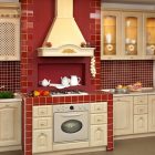 Kitchen Cupboards Red Amazing Kitchen Cupboards Design In Red Mansion Style Charming Old World Look Made From Cream Wooden Material For Inspiration Kitchens Stylish Kitchen Cupboards Design For Minimalist Kitchen Appearance