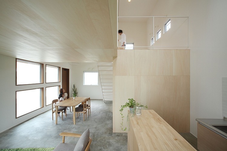 Azuchi House Interior Appealing Azuchi House Sumiou Mizumoto Interior Design With Concrete Floor And Wooden Kitchen Cabinet Decoration Outstanding Single Family House In Minimalist Wooden Decoration