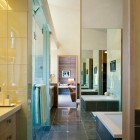 Bathroom In With Appealing Bathroom In Lord Residence With White Tub And Wooden Vanity Near The Glass Shower Space Architecture Unique Pond House Design For Your Private Relaxing Place