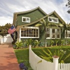 Beach Style Completed Appealing Beach Style Exterior Design Completed What Color Matches With Green Applied On Tiled Wall Beautified With Small Green Turfs Decoration Chic Home Decorating With Stylish Green Color Combinations