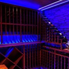 Wine Room St56 Appealing Wine Room Design In ST56 House With Blue LED Lamp And Exposed Stone Wall Also Wooden Storage Dream Homes Impressive Contemporary Home Gives High Comfort In Your Life