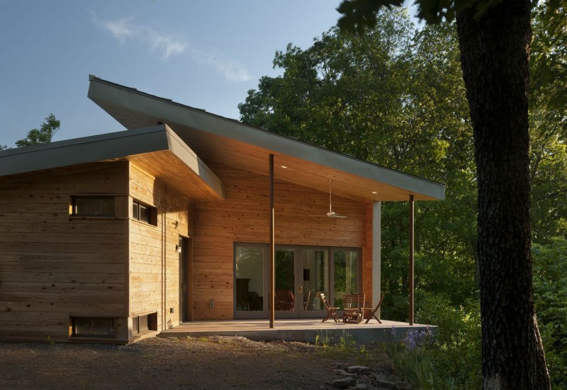 Wooden Striped Ridge Appealing Wooden Striped Wall Covered Ridge House Involved Wood Glass Windows And Doors Completed Hanging And Ceiling Lamp Dream Homes  Simple Modern Wood House In Comfortable Atmosphere