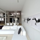 Black And Art Artistic Black And White Wall Art Studded On Center Wall Of Broadway Duplex Loft David Hotson Architect Apartments Magnificent Duplex Loft Interior With Minimalist Furniture