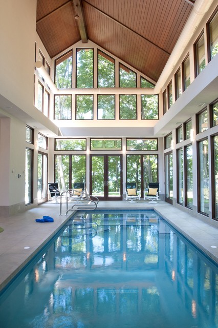 Contemporary Pool Pool Attractive Contemporary Pool From Indoor Pool House Designs Completed Ladder On It Inside House With Wooden Glass Windows Swimming Pool Elegant Indoor Pool House Designs Saving Skins From Sun Burning