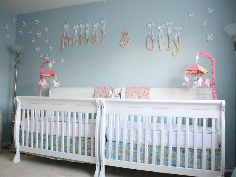 Grey Painted Interior Awesome Grey Painted Baby Nursery Interior With White Painted Best Baby Cribs Decorated With Pink Accessory Kids Room  Marvelous Best Baby Cribs Designed In Twins Model For Small Room