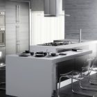 Modern Kitchen White Awesome Modern Kitchen Furnished With White Kitchen Cabinet And Grayish Brick Walls That Combined With Modern Vent Hood Kitchens Fabulous White Kitchen Design In Cleanness And Fashionable Decoration