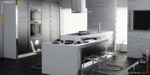 Modern Kitchen White Awesome Modern Kitchen Furnished With White Kitchen Cabinet And Grayish Brick Walls That Combined With Modern Vent Hood Kitchens  Fabulous White Kitchen Design In Cleanness And Fashionable Decoration