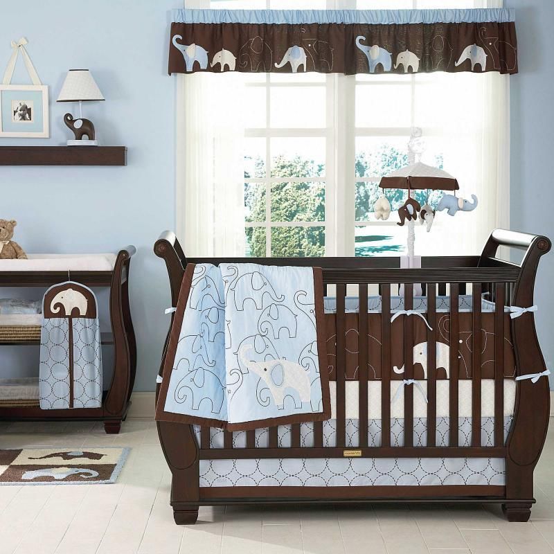 Turquoise Themed Enhanced Awesome Turquoise Themed Baby Nursery Enhanced With Elephant Themed Baby Boy Crib Bedding And Furnishing Kids Room  Enchanting Baby Boy Crib Bedding Applied In Colorful Baby Room