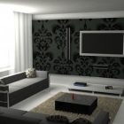 Black And Living Beautiful Black And White Graphic Living Room Design Interior With Modern Sofa Furniture And Vintage Wallpaper Decoration Living Room Stunning Minimalist Living Room For Your Fresh Home Interiors