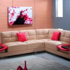 Living Room Combination Beautiful Living Room Style With Combination Of Creamy Sofa Color And Red Sofa Pillow And Abstract Painting Above The Sofa Living Room Vibrant Living Room Decoration With Colorful Furniture