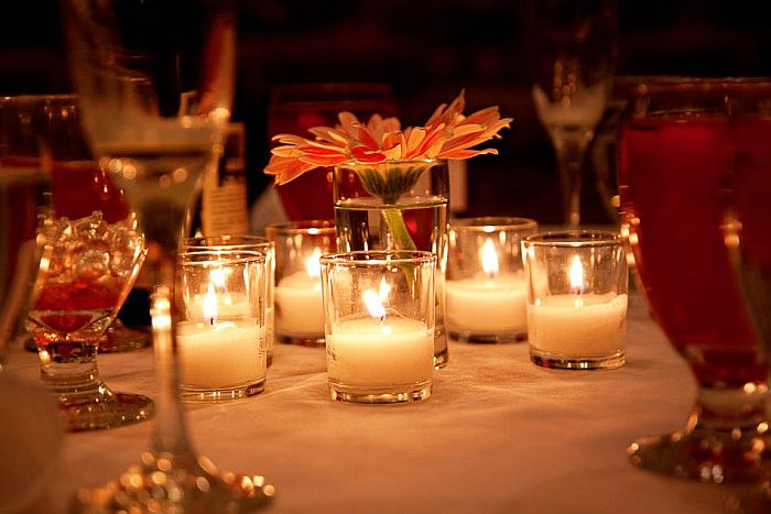 Table Setting In Beautiful And Cozy Table Setting With Candles In Small Beautiful Vases And Elegant White Tablecloth Approach Decoration  Fabulous Modern Vase Arrangement For The Flower And Candle