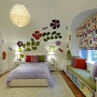 White Whimsical With Beautiful White Whimsical Kids Bedroom With Floral Wallpaper And Custom Ceiling Lighting Fixture Above The Cozy Bed Kids Room Fantastic Kids Room Decoration That Make Imaginations Come True