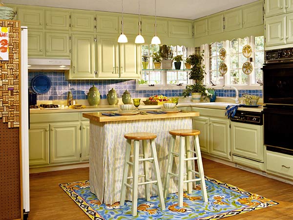 Kitchen Cupboard Three Bright Kitchen Cupboard Paints With Three Pendant Lamps In Blue Ceramics Countertop Design With Traditional Finishing Style Kitchens Chic Kitchen Cupboards Paint To Live-up Kitchen Interior