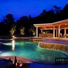 Lighting For Pool Bright Lighting For The Mediterranean Pool Another Fine Project By Lewis Aquatech With Irregular Shape And Cozy Patio Dream Homes Magnificent Outdoor Swimming Pool With Sensational Backyard And Patio