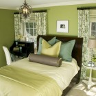 Contemporary Bedroom Color Captivating Contemporary Bedroom With What Color Matches With Green On Wall And Drapes Furnished With Modular Glass Nightstand Decoration Chic Home Decorating With Stylish Green Color Combinations