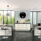 Kitchen Wallart Gray Charming Kitchen Wall Art With White Gray Cabinets Between Twin Island Involved Stools On Gray Tiled Floor Completed Pendant Kitchens Various French Kitchen Styles In Pretty Layout