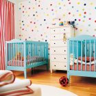Baby Blue Cribs Cheerful Baby Blue Painted Best Cribs With Pink Bedspread To Match Red And White Striped Curtain Covering Window Kids Room Chic Best Cribs Of Classic Chalet Designed In Vintage Decoration