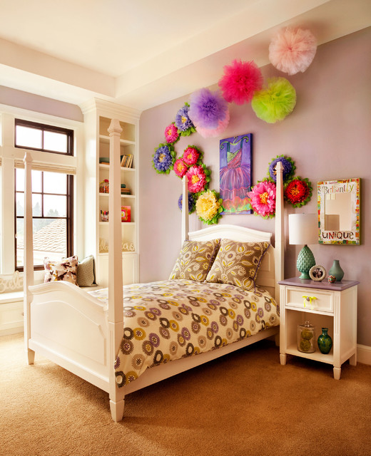 Purple Themed For Cheerful Purple Themed Cool Rooms For Girls Idea With Four Poster Twin Bed Nightstands And Chic Bubbles On Wall Bedroom  30 Creative And Colorful Teenage Bedroom Ideas For Beautiful Girls