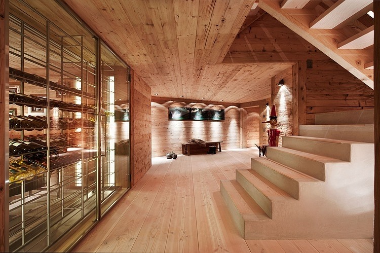 Chalet Gstaad Architectes Chic Chalet Gstaad Amaldi Neder Architectes Dominated By Wood Abundance Involving Glass For Cellar Decoration  Eclectic White Chalet Decoration With Wooden Veneer For Walls