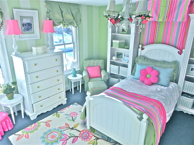 Cool Rooms Involving Chic Cool Rooms For Girls Involving White And Green Striped Wallpaper Beautified With Pinkish Detail On Center Wall Bedroom  30 Creative And Colorful Teenage Bedroom Ideas For Beautiful Girls