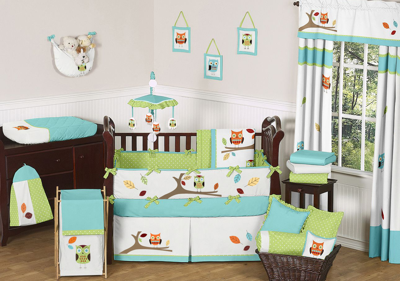Owl Themed For Chic Owl Themed Home Nursery For Baby Furnished With Brown Wooden Mini Crib Bedding Coupled With Dresser Kids Room  Astonishing Mini Crib Bedding Designed In Minimalist Model For Mansion