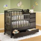 Black Painted Bedding Classic Black Painted Mini Crib Bedding Featured With Drawers Beautified By Balloon Decals Attached On Wall Kids Room Astonishing Mini Crib Bedding Designed In Minimalist Model For Mansion