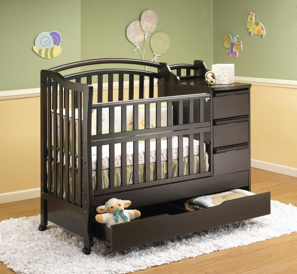 Black Painted Bedding Classic Black Painted Mini Crib Bedding Featured With Drawers Beautified By Balloon Decals Attached On Wall Kids Room Astonishing Mini Crib Bedding Designed In Minimalist Model For Mansion