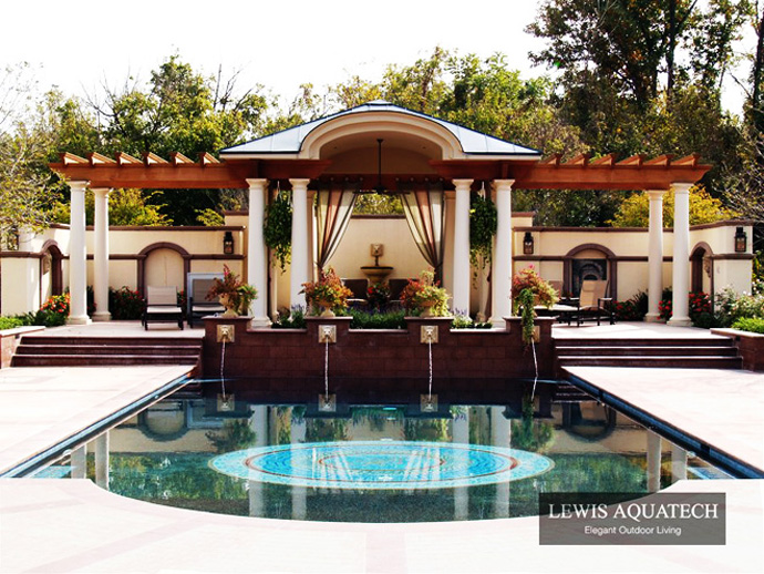 Details In Another Classic Details In The Pool Another Fine Project By Lewis Aquatech Beside The Patio With Wooden Pergola Dream Homes Magnificent Outdoor Swimming Pool With Sensational Backyard And Patio