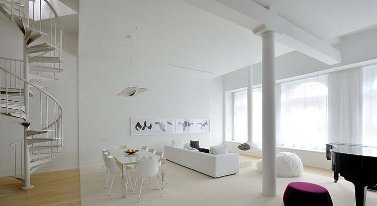 White Painted Loft Clean White Painted Broadway Duplex Loft David Hotson Architect Living And Dining Room With White Furnishing Apartments Magnificent Duplex Loft Interior With Minimalist Furniture