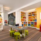 Chat Room Maximized Colorful Chat Room For Kids Maximized With A Set Of Mini Table And Stools Open Toys Storage And Room Divider Kids Room Engaging Chat Room For Kids Activities And Decorations Ideas