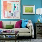 Living Room Swanky Colorful Living Room Style With Swanky Sofa And Amazing Pillow And Artistic Painting For Beautiful Interior Layout Living Room Vibrant Living Room Decoration With Colorful Furniture
