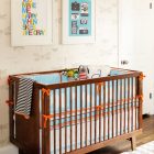 Baby Room By Comfortable Baby Room Interior Covered By Dragonfly Patterned Wallpaper On Wall To Hit Wooden Custom Crib Bedding Kids Room Eye Catching Custom Crib Bedding In Minimalist And Colorful Scheme