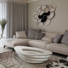 Family Room Oval Comfortable Family Room Idea Integrating Oval Shaped Glass Coffee Table Surrounded By Sofa Chair And Ottomans Decoration Awesome Neutral Room Designs In Beige Color Combinations