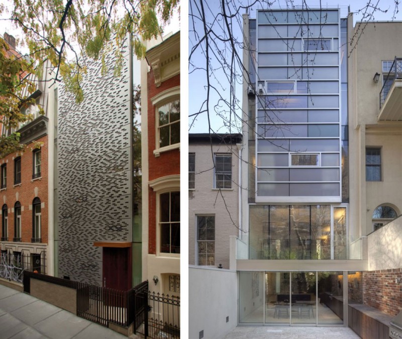 Architecture Of House Contemporary Architecture Of The Urban House NYC Facade And Back Space With Glass Walls And Wooden Door Architecture Elegant Townhouse Designed Into A Contemporary Urban Home Style