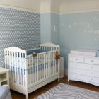 Blue And Boy Contemporary Blue And White Baby Boy Nursery With Dresser Nightstand And Chair And Boy Crib Bedding Kids Room Vivacious Boys Crib Bedding Sets Applied In Modern Vintage Interior