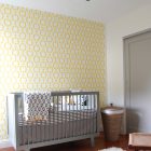 Kids Bedroom Grey Contemporary Kids Bedroom With Light Grey Custom Crib Bedding Places To Hit Wooden Chair And Yellow Wallpaper Kids Room Eye Catching Custom Crib Bedding In Minimalist And Colorful Scheme