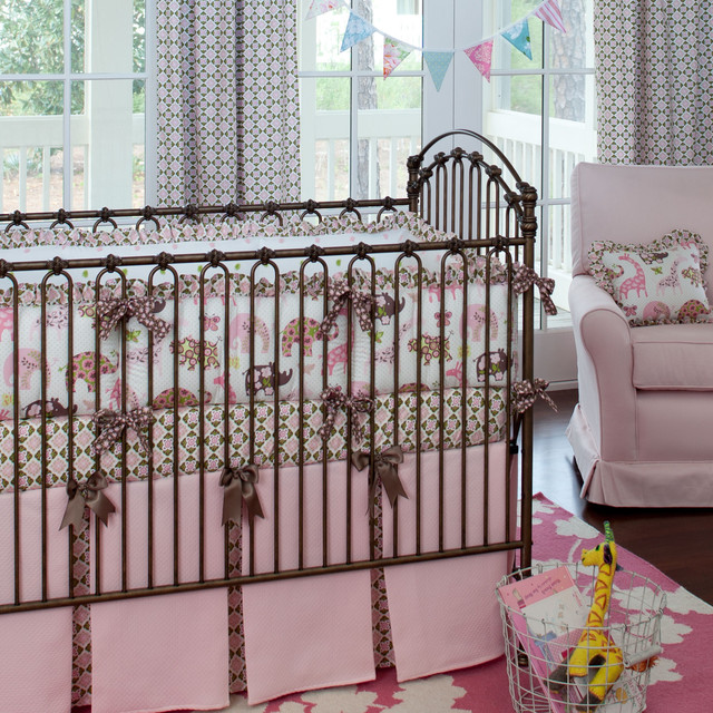 Baby Girl With Cool Baby Girl Nursery Idea With Pink Patterned Crib Skirts Covering Dark Copper Crib Inside White Nursery Kids Room Magnificent Crib Skirts Designed In Modern Style Made From Wood