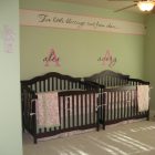 Green Painted Nursery Cool Green Painted Twin Baby Nursery Room Beautified With Pink Quotes And Nickname Decor Above Best Baby Cribs Kids Room Marvelous Best Baby Cribs Designed In Twins Model For Small Room