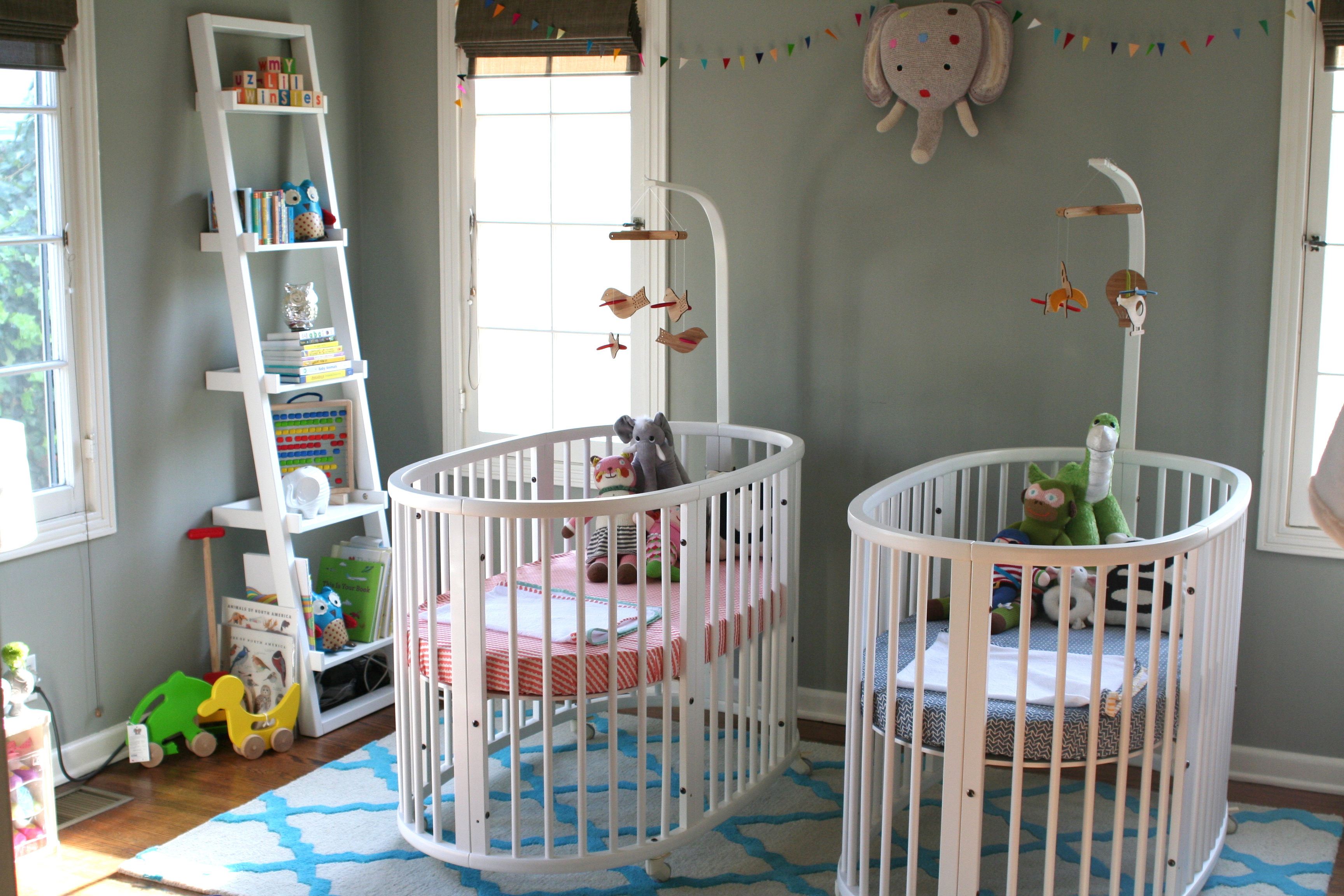 Grey Painted For Cool Grey Painted Baby Nursery For Twin Furnished With White Painted Oval Shaped Best Cribs Completed With Accessory Kids Room  Chic Best Cribs Of Classic Chalet Designed In Vintage Decoration