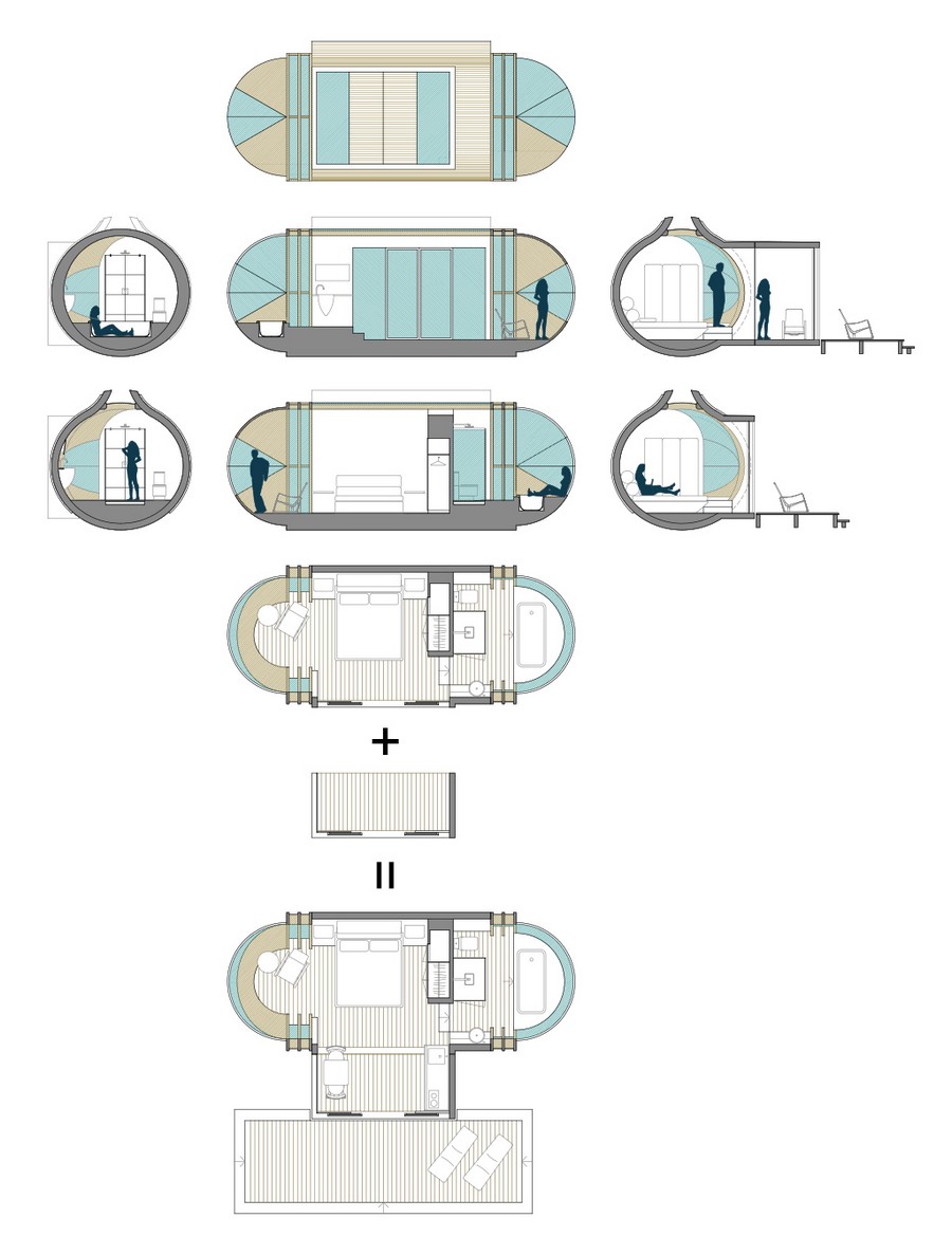 Planning Section In Cool Planning Section Design Drop In Tenta Residence With Capsule Shape Of Building With Three Main Buildings Furniture Remarkable Sustainable Home In Capsule Design Accompanies Your Vacation