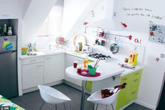 White Interior Childrens Creative White Interior Kitchen With Childrens Artwork And Furnished With Green Cabinets And Stylish Dining Seats Kitchens  Fabulous White Kitchen Design In Cleanness And Fashionable Decoration