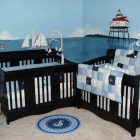 Black Painted Cribs Dark Black Painted Best Baby Cribs Arranged Closely To Each Other For Twin In Nautical Baby Nursery Interior Kids Room Marvelous Best Baby Cribs Designed In Twins Model For Small Room