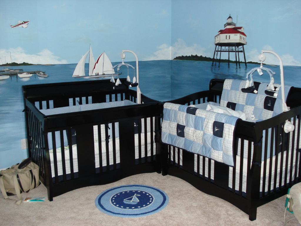 Black Painted Cribs Dark Black Painted Best Baby Cribs Arranged Closely To Each Other For Twin In Nautical Baby Nursery Interior Kids Room  Marvelous Best Baby Cribs Designed In Twins Model For Small Room