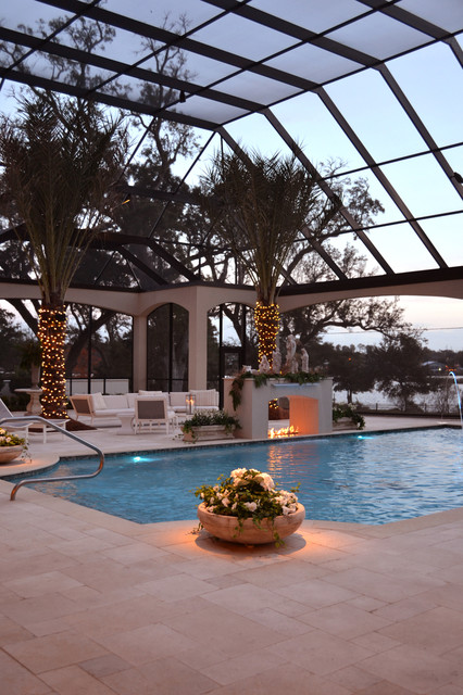 Pool With Plants Eclectic Pool With Stone Potted Plants Beside Pool Of Indoor Pool House Designs Installed Palm Trees With Lamp Beside Pool Swimming Pool Elegant Indoor Pool House Designs Saving Skins From Sun Burning