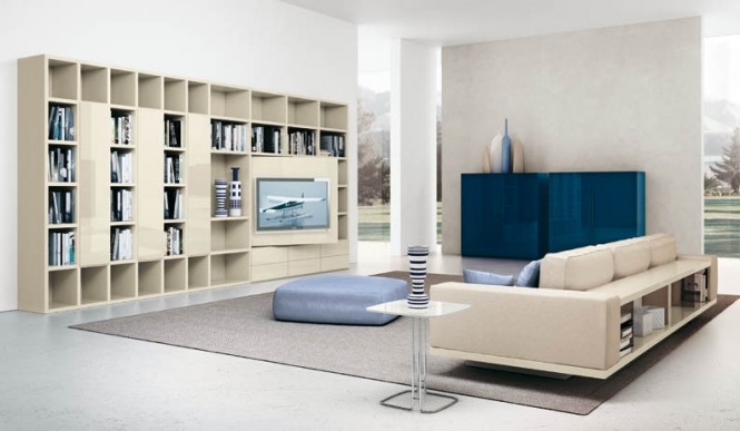 Shelves Cream Furniture Elegant Shelves Cream And Blue Furniture Design Made From Wooden Material Completed With Modern Living Space Living Room  Adorable Modern Living Room For Stylish Young People Mansion