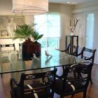 Dining Area Glencoe Exciting Dining Area Design In Glencoe Residence With Glass Top Dining Table And Upholstery Chairs Also White Pendant Kitchens Lovely Steel Kitchen With Photo Frames And Flower Decorations