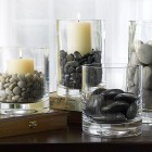 Zen Pebbles On Exciting And Elegant Zen Pebbles Vase Furniture Decor On The Amazing Dark Wood Table Decoration Fabulous Modern Vase Arrangement For The Flower And Candle